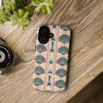 Art Deco Fan Pattern Tough Phone Case — Retro Geometric iPhone Cover