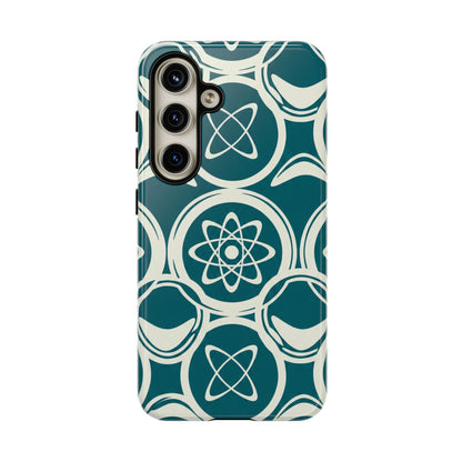 Atomic Geo Tough Phone Case — Teal Retro Science Pattern