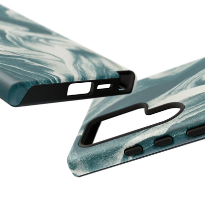 Teal Marble Tough Phone Case — Protective Artistic Swirl Design