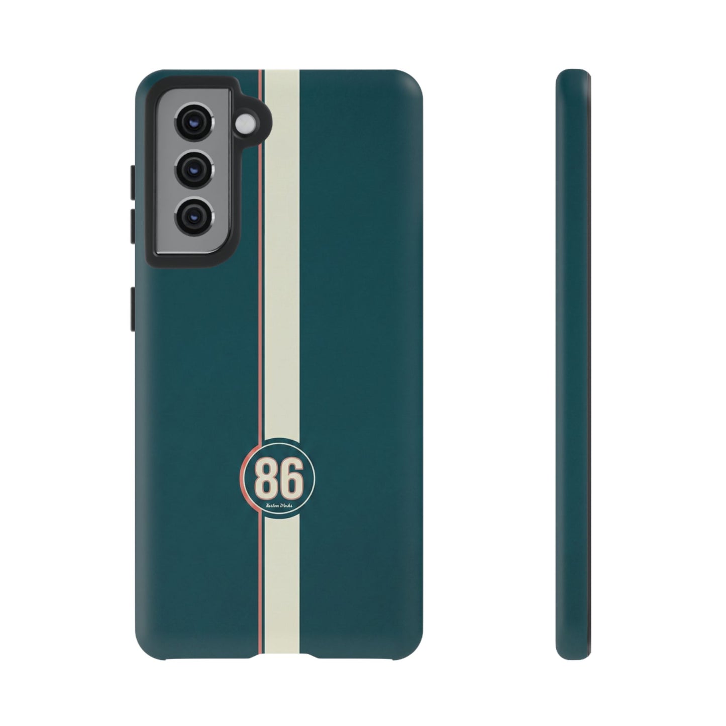 Racing Stripe Phone Case - Retro Teal with Number 86