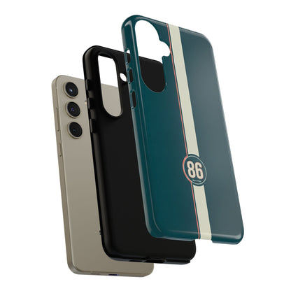 Racing Stripe Phone Case - Retro Teal with Number 86