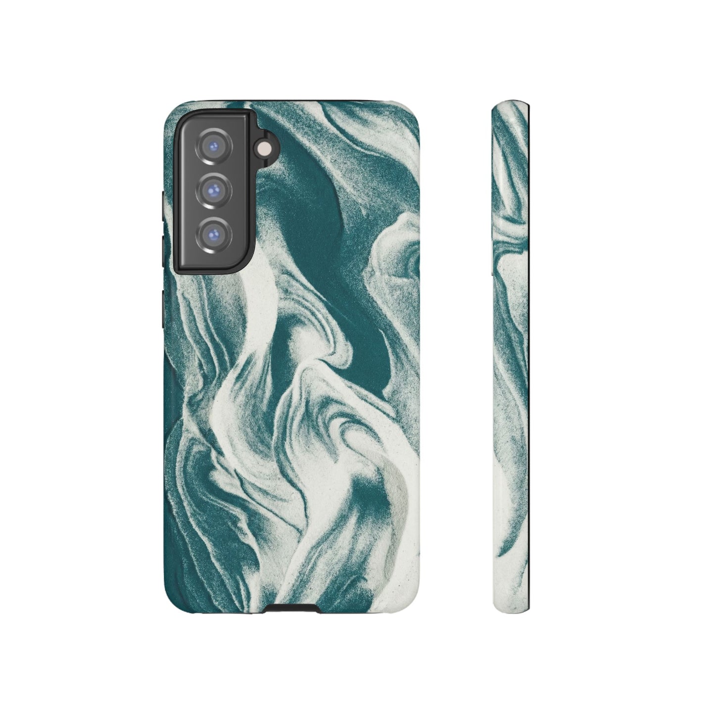 Teal Marble Tough Phone Case — Protective Artistic Swirl Design