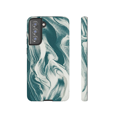 Teal Marble Tough Phone Case — Protective Artistic Swirl Design
