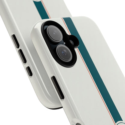 Racing Stripe Tough Phone Case — Retro White With '86 Circle Badge