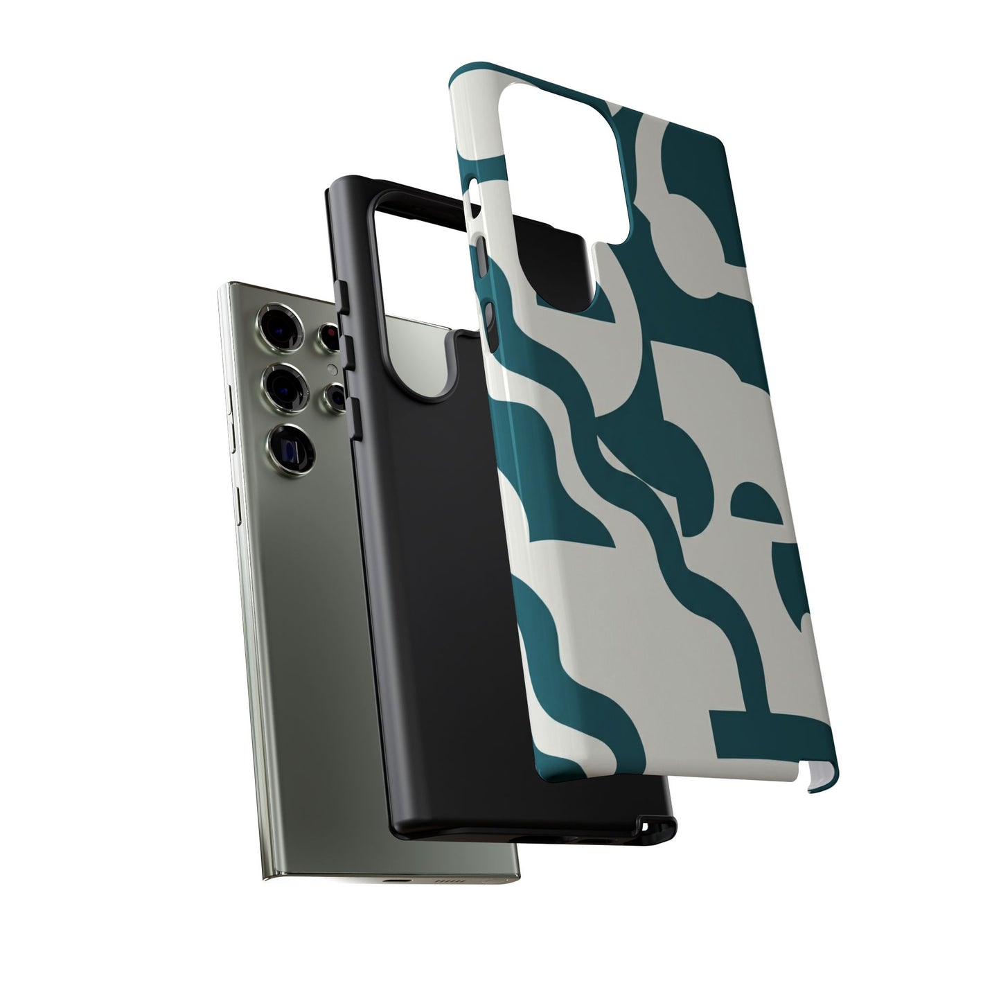 Abstract Teal Pattern Phone Case — Modern Geometric Tough Case