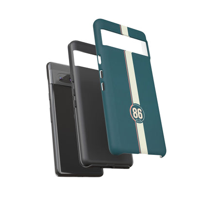 Racing Stripe Phone Case - Retro Teal with Number 86
