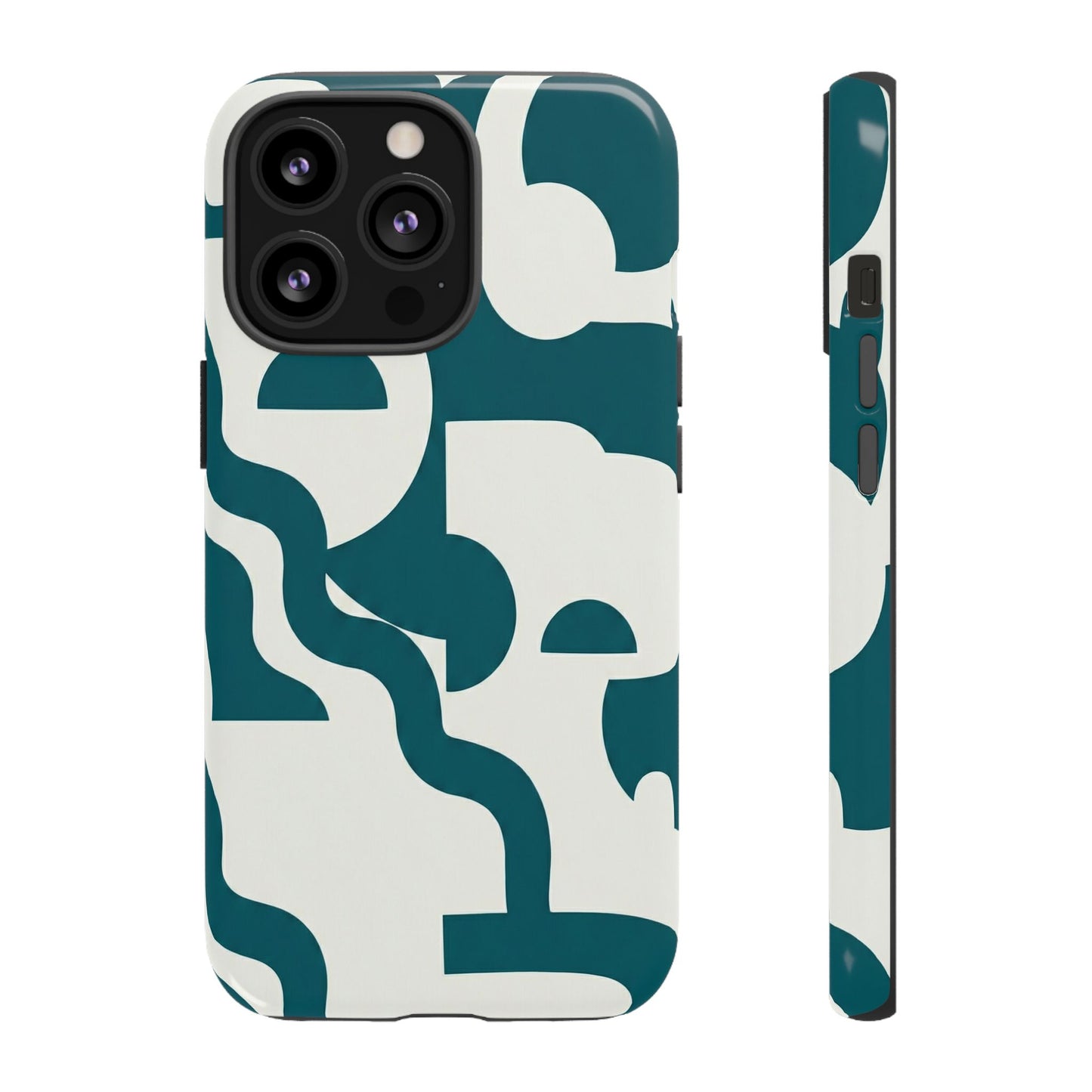 Abstract Teal Shapes Phone Case — Modern Geometric Tough Case