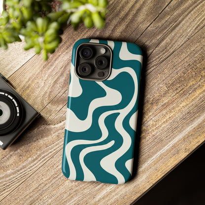 Teal Retro Swirl Tough Phone Case