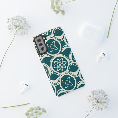 Atomic Geo Tough Phone Case — Teal Retro Science Pattern