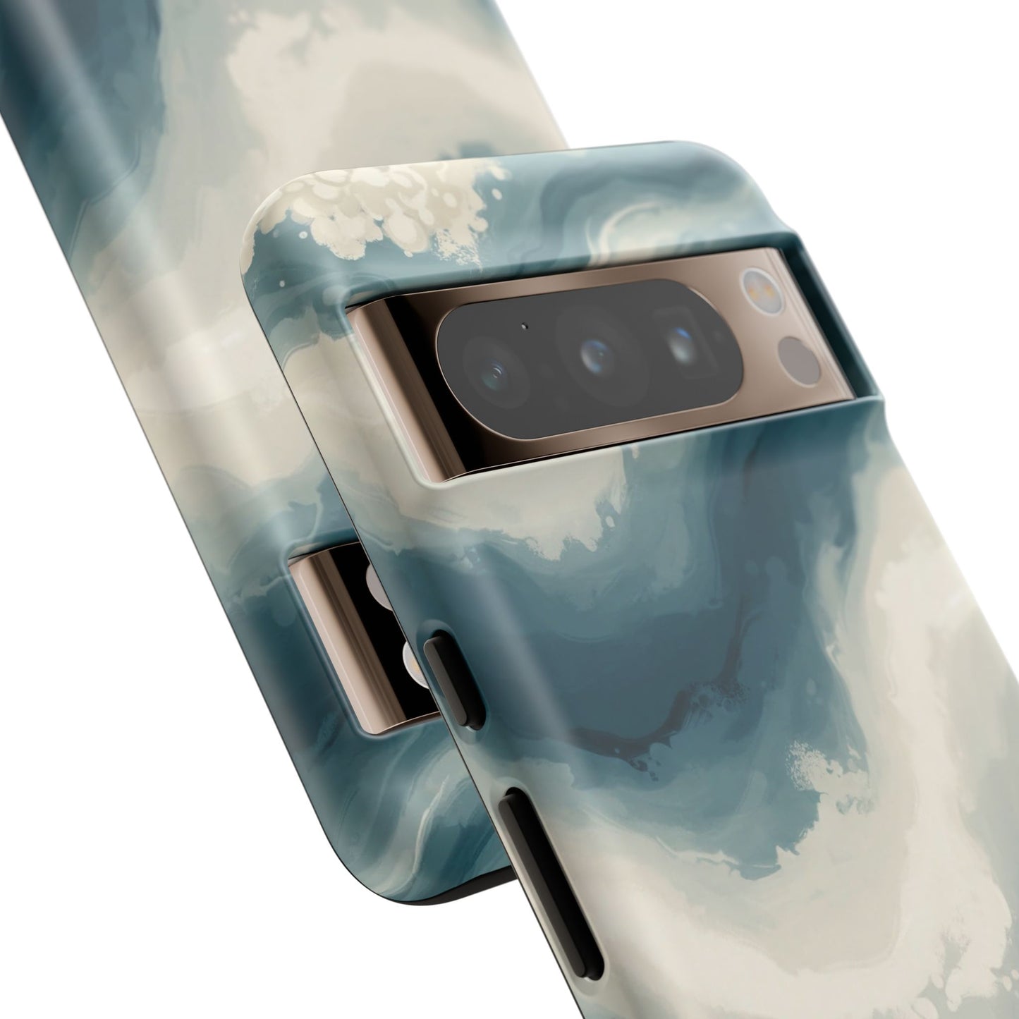Ocean Wave Marble Phone Case — Teal & Ivory Abstract Tough Case