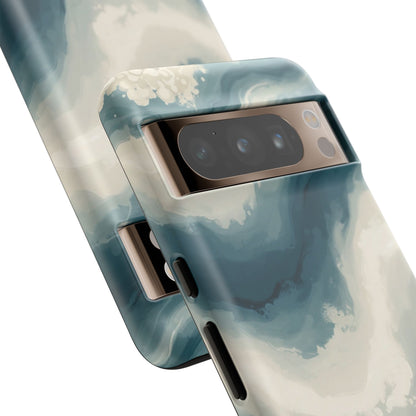 Ocean Wave Marble Phone Case — Teal & Ivory Abstract Tough Case