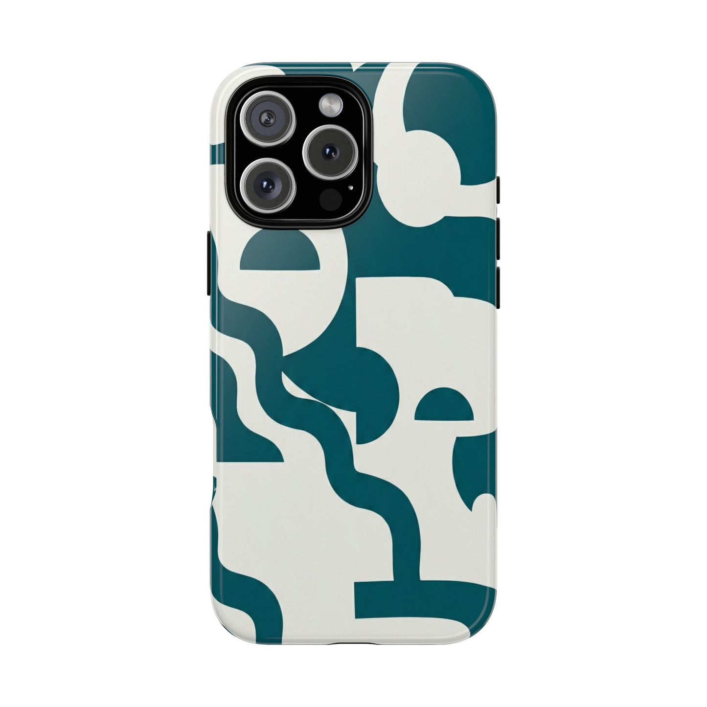 Abstract Teal Shapes Phone Case — Modern Geometric Tough Case