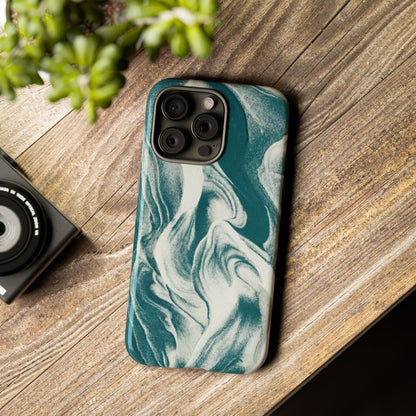 Marble Teal Tough Phone Case — Swirl Pattern Protective Cover