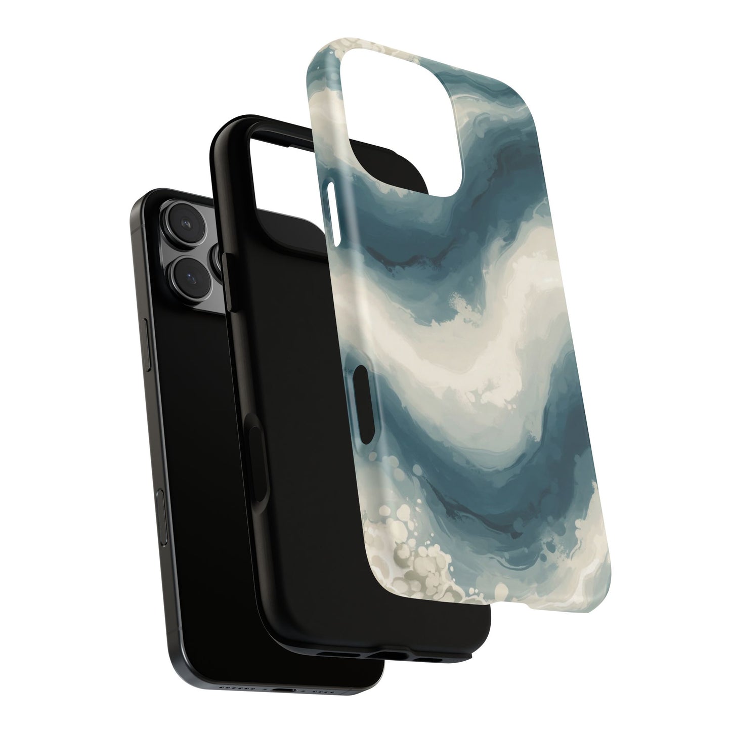 Ocean Wave Marble Phone Case — Teal & Ivory Abstract Tough Case