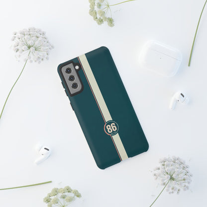 Racing Stripe Phone Case - Retro Teal with Number 86