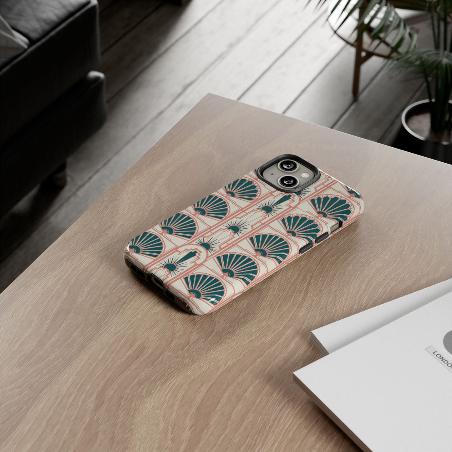 Art Deco Fan Pattern Tough Phone Case — Retro Geometric iPhone Cover