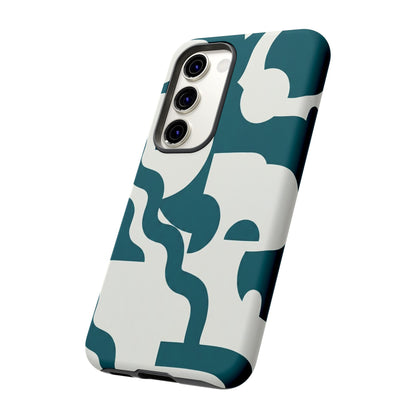Abstract Teal Pattern Phone Case — Modern Geometric Tough Case