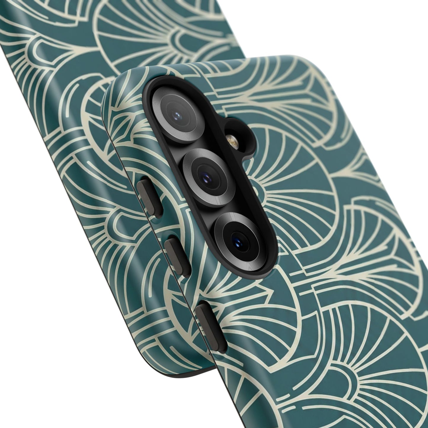 Teal Art Deco Pattern Tough Phone Case — Retro Geometric Protection