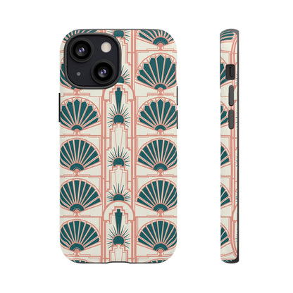 Art Deco Fan Pattern Tough Phone Case — Retro Geometric iPhone Cover