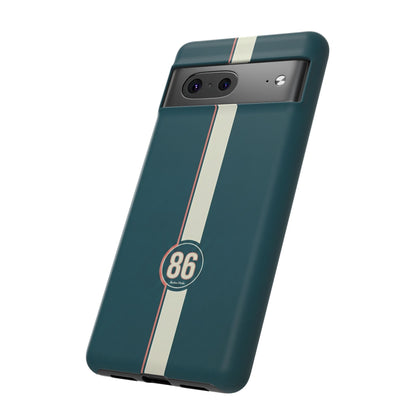 Racing Stripe Phone Case - Retro Teal with Number 86