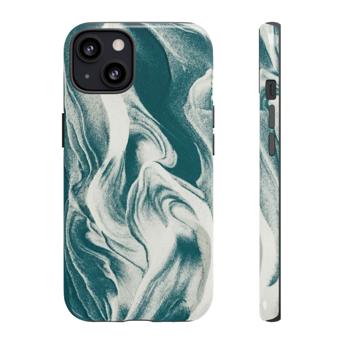 Marble Teal Tough Phone Case — Swirl Pattern Protective Cover