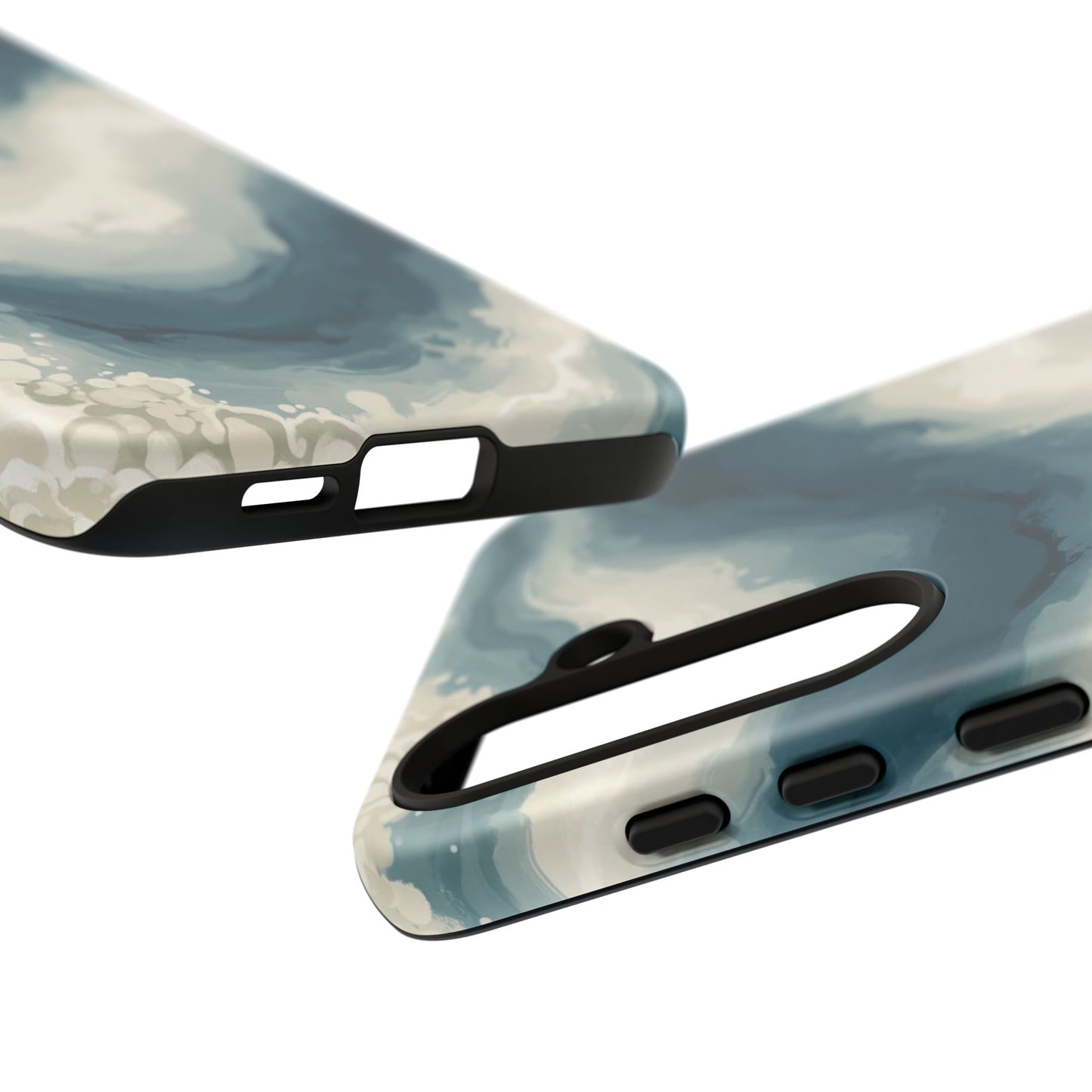 Ocean Wave Marble Phone Case — Teal & Ivory Abstract Tough Case