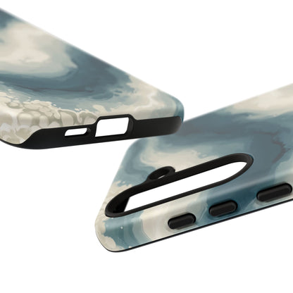Ocean Wave Marble Phone Case — Teal & Ivory Abstract Tough Case