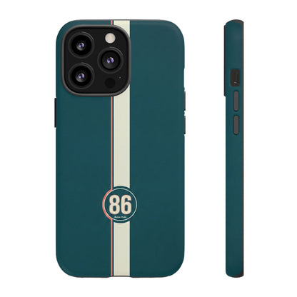 Racing Stripe Phone Case - Retro Teal with Number 86