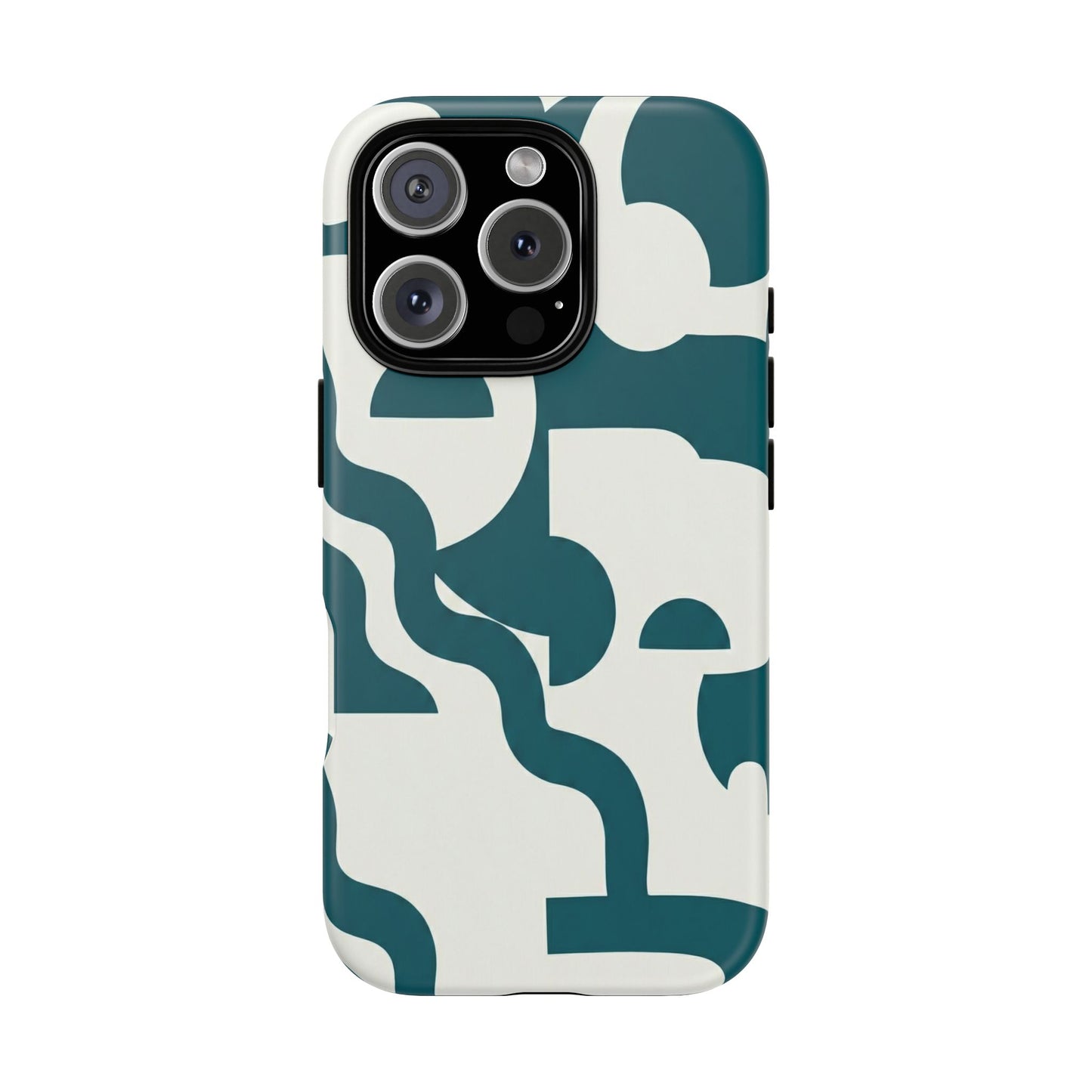 Abstract Teal Shapes Phone Case — Modern Geometric Tough Case