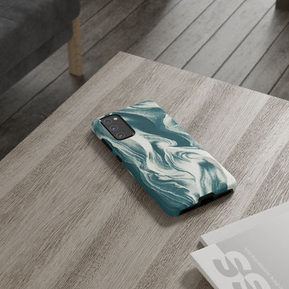 Teal Marble Tough Phone Case — Protective Artistic Swirl Design