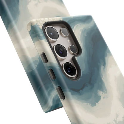 Ocean Wave Marble Phone Case — Teal & Ivory Abstract Tough Case