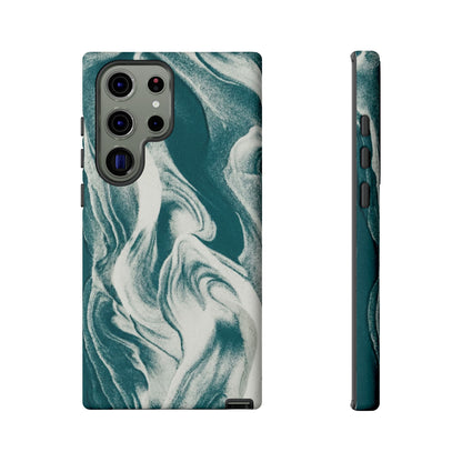Teal Marble Tough Phone Case — Protective Artistic Swirl Design