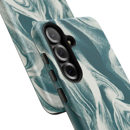Teal Marble Tough Phone Case — Protective Artistic Swirl Design