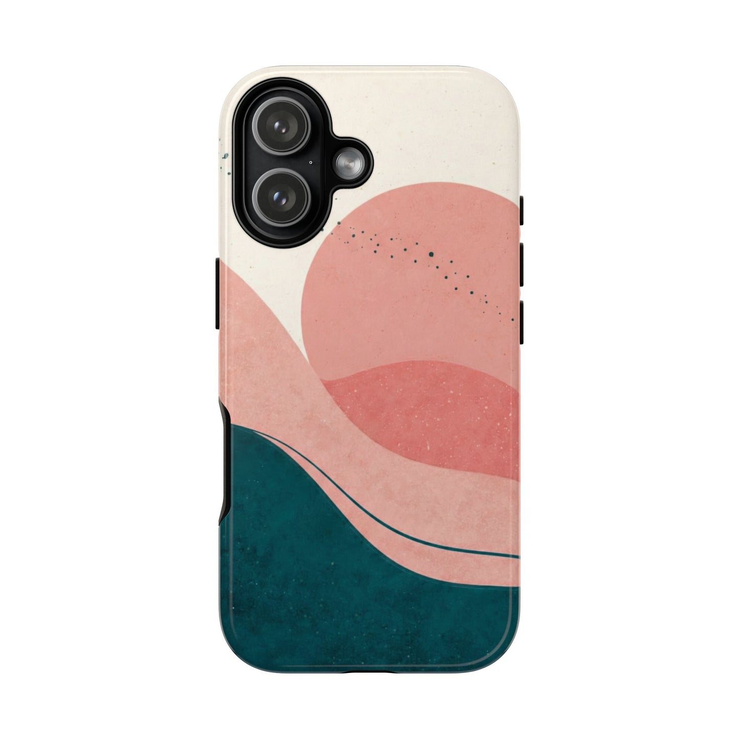 Abstract Sunset Phone Case — Pink & Teal Wave Tough Case