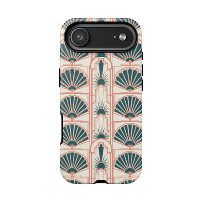 Art Deco Fan Pattern Tough Phone Case — Retro Geometric iPhone Cover
