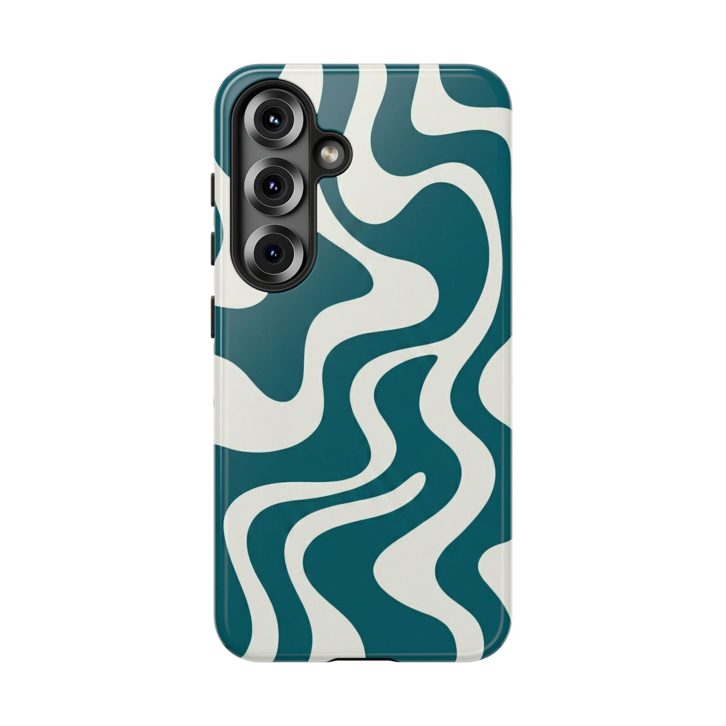 Abstract Teal Swirl Phone Case — Retro Wavy Tough Case