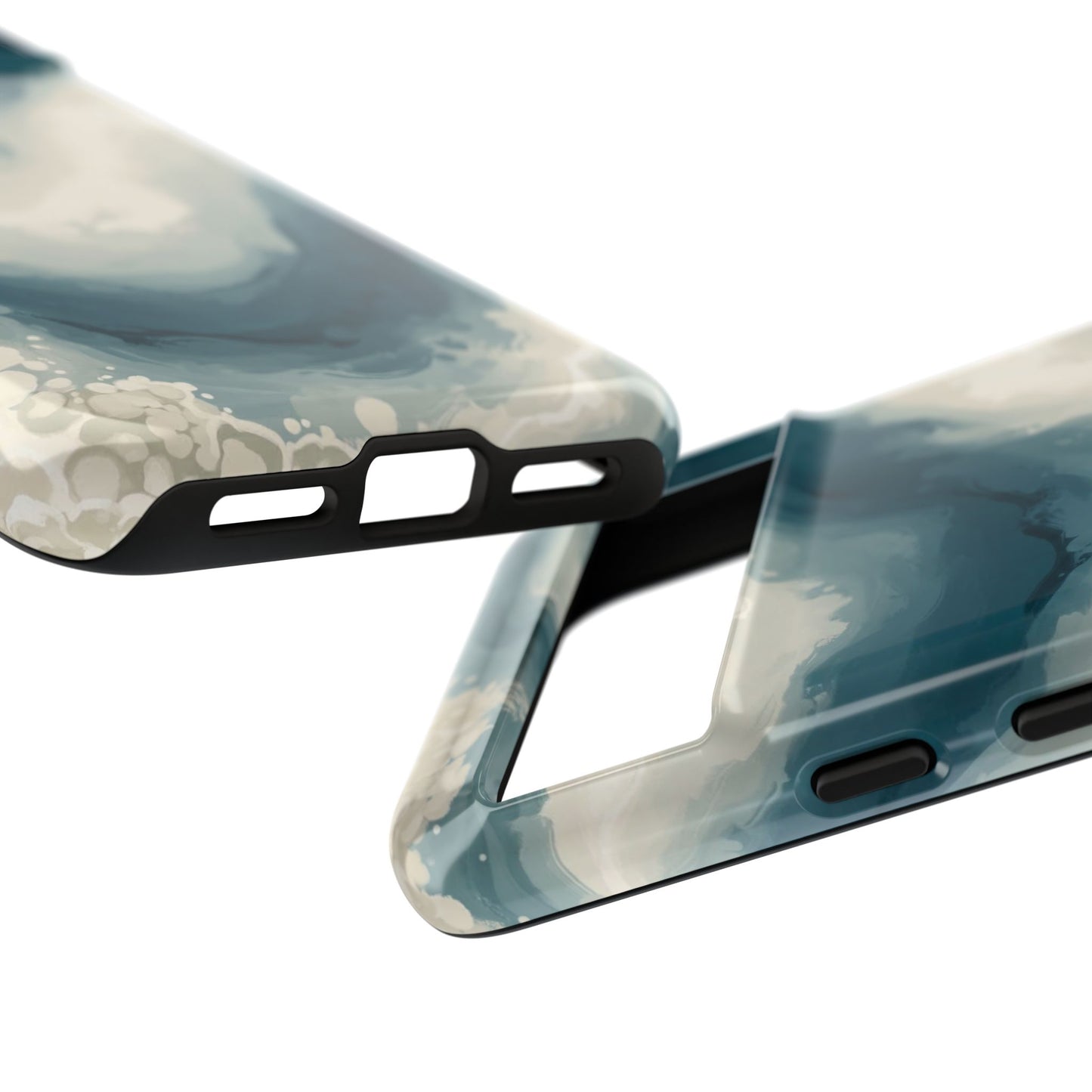 Ocean Wave Marble Phone Case — Teal & Ivory Abstract Tough Case