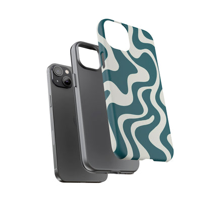 Teal Retro Swirl Tough Phone Case