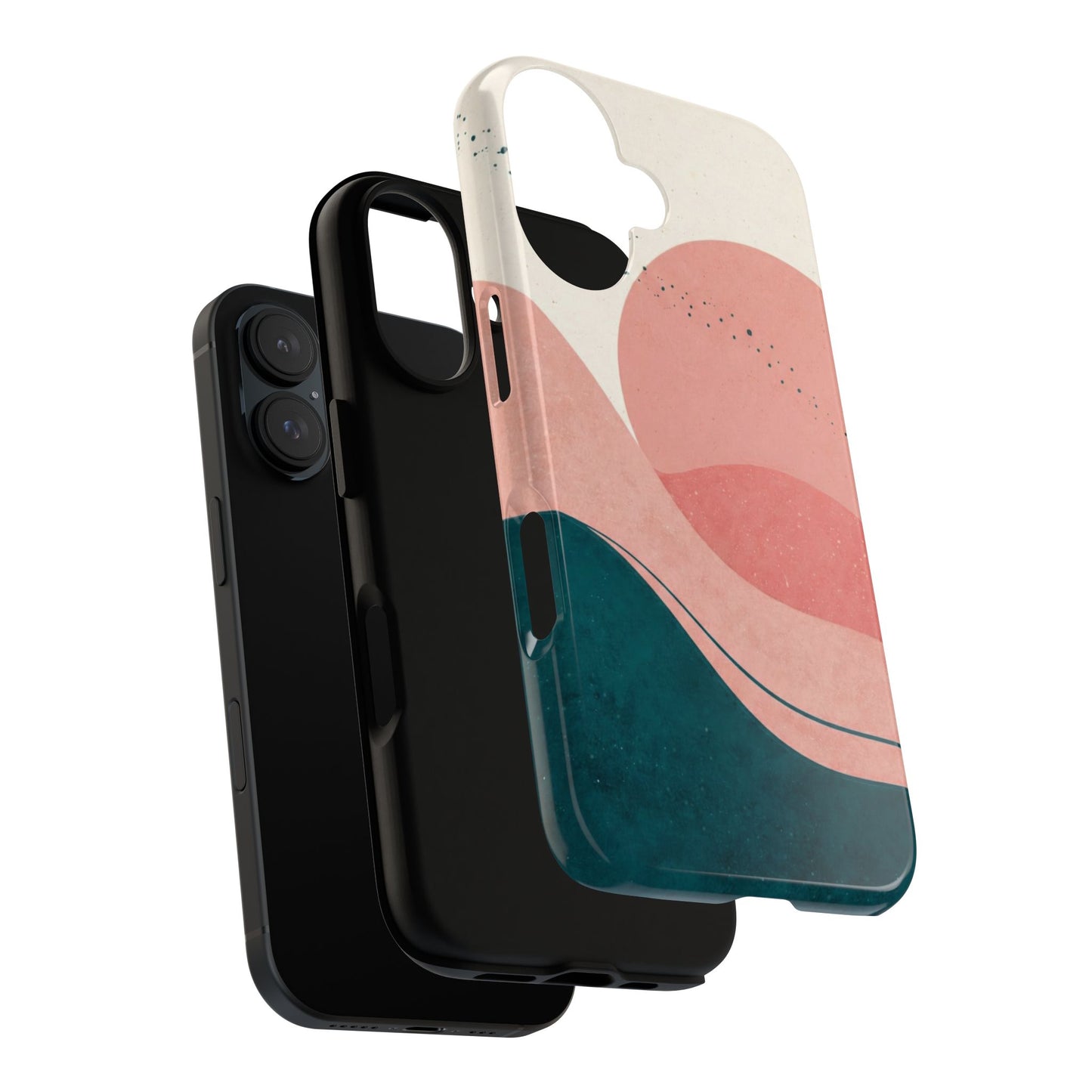 Abstract Sunset Phone Case — Pink & Teal Wave Tough Case