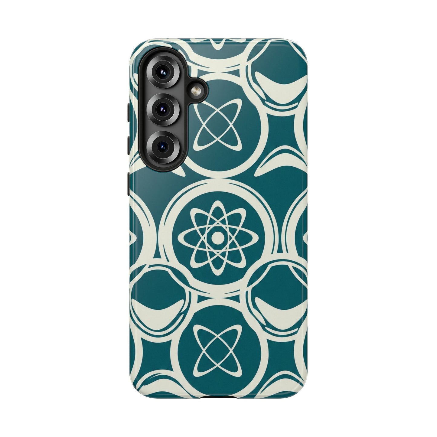 Atomic Geo Tough Phone Case — Teal Retro Science Pattern