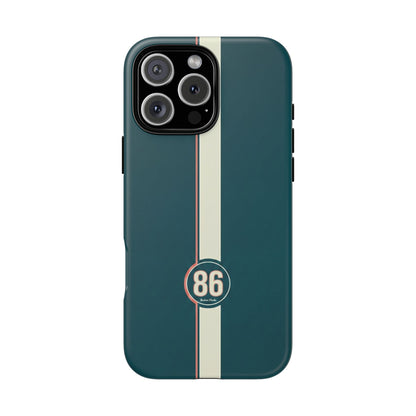 Racing Stripe Phone Case - Retro Teal with Number 86
