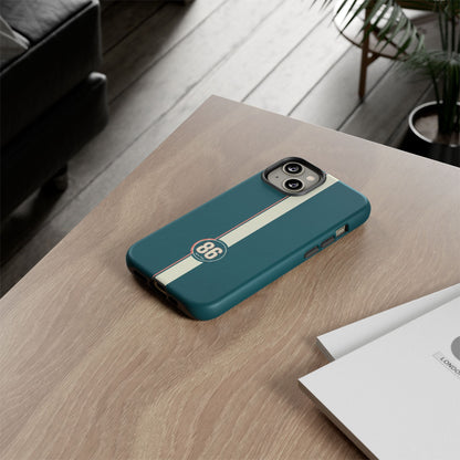 Racing Stripe Phone Case - Retro Teal with Number 86