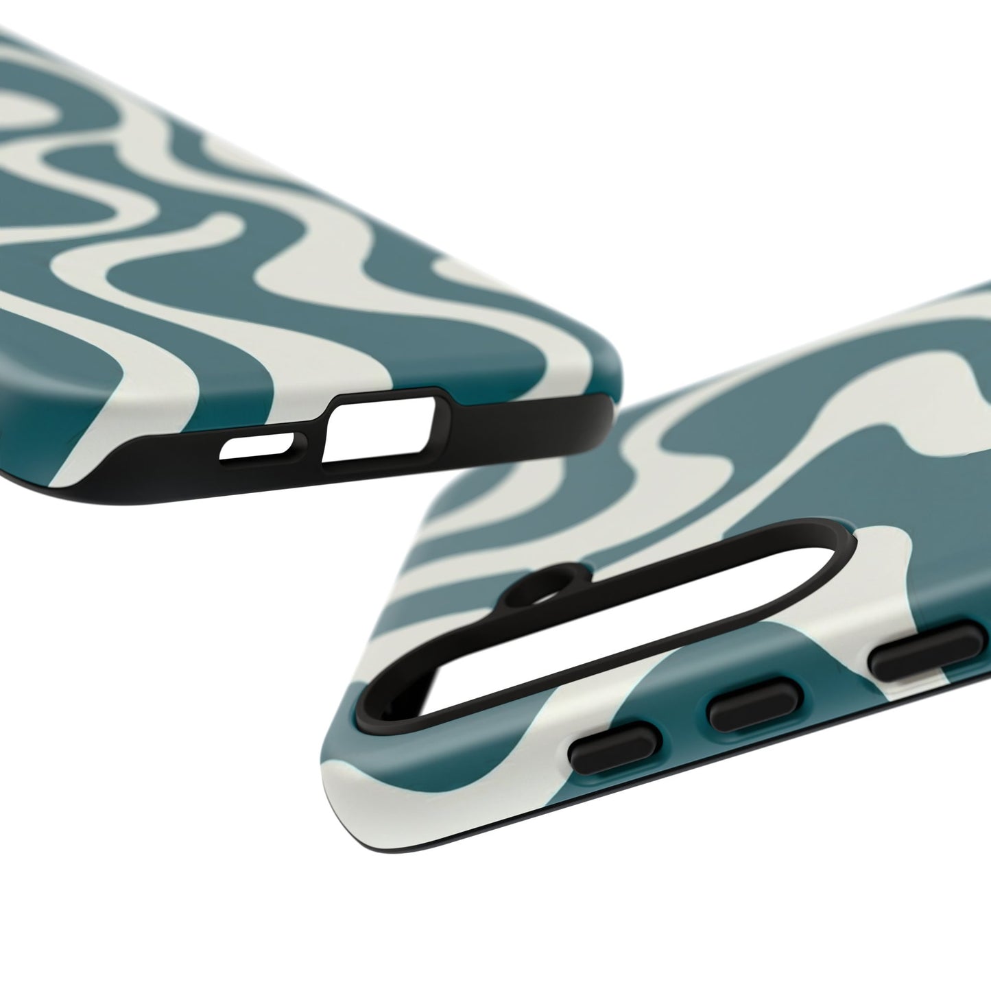 Abstract Teal Swirl Phone Case — Retro Wavy Tough Case