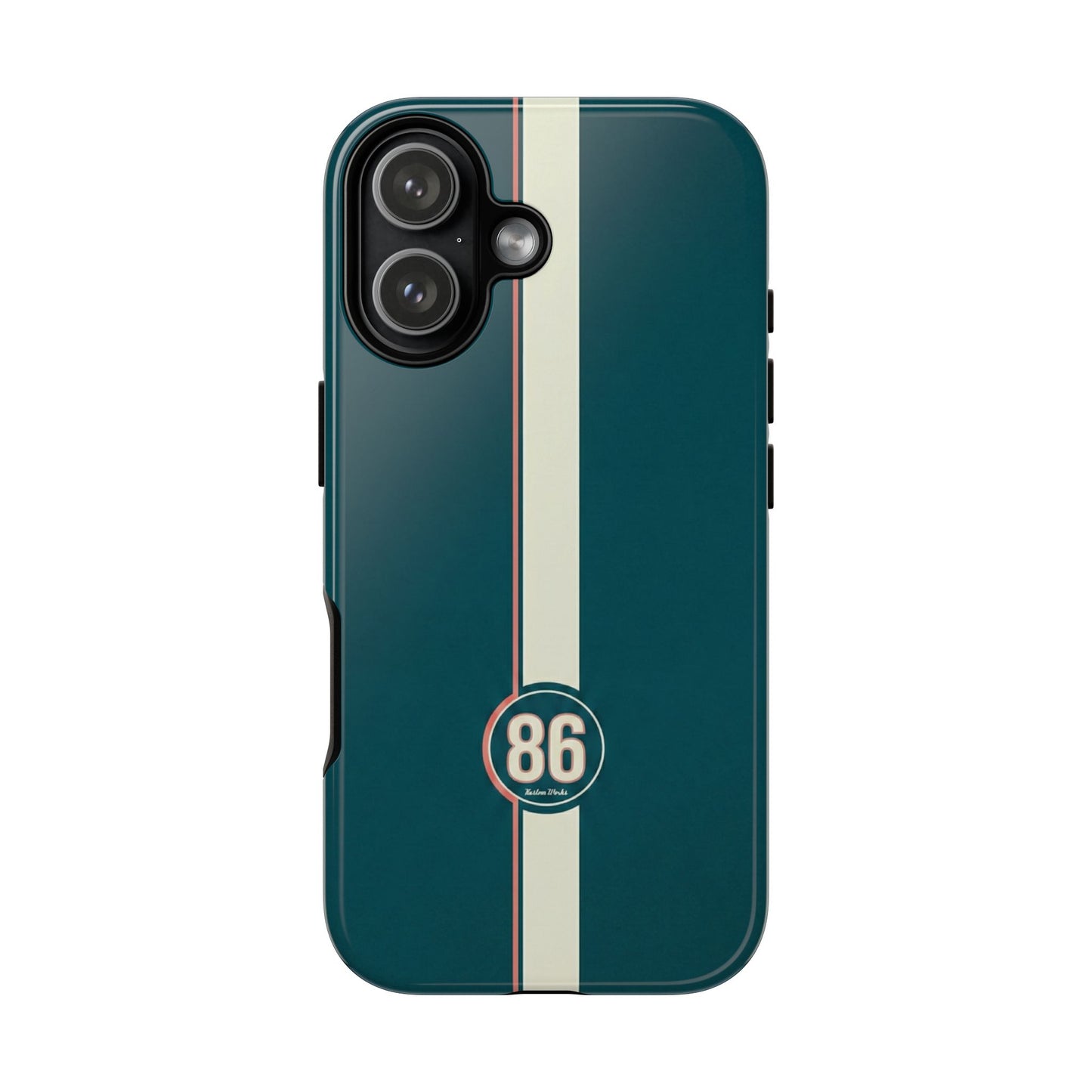 Racing Stripe Phone Case - Retro Teal with Number 86