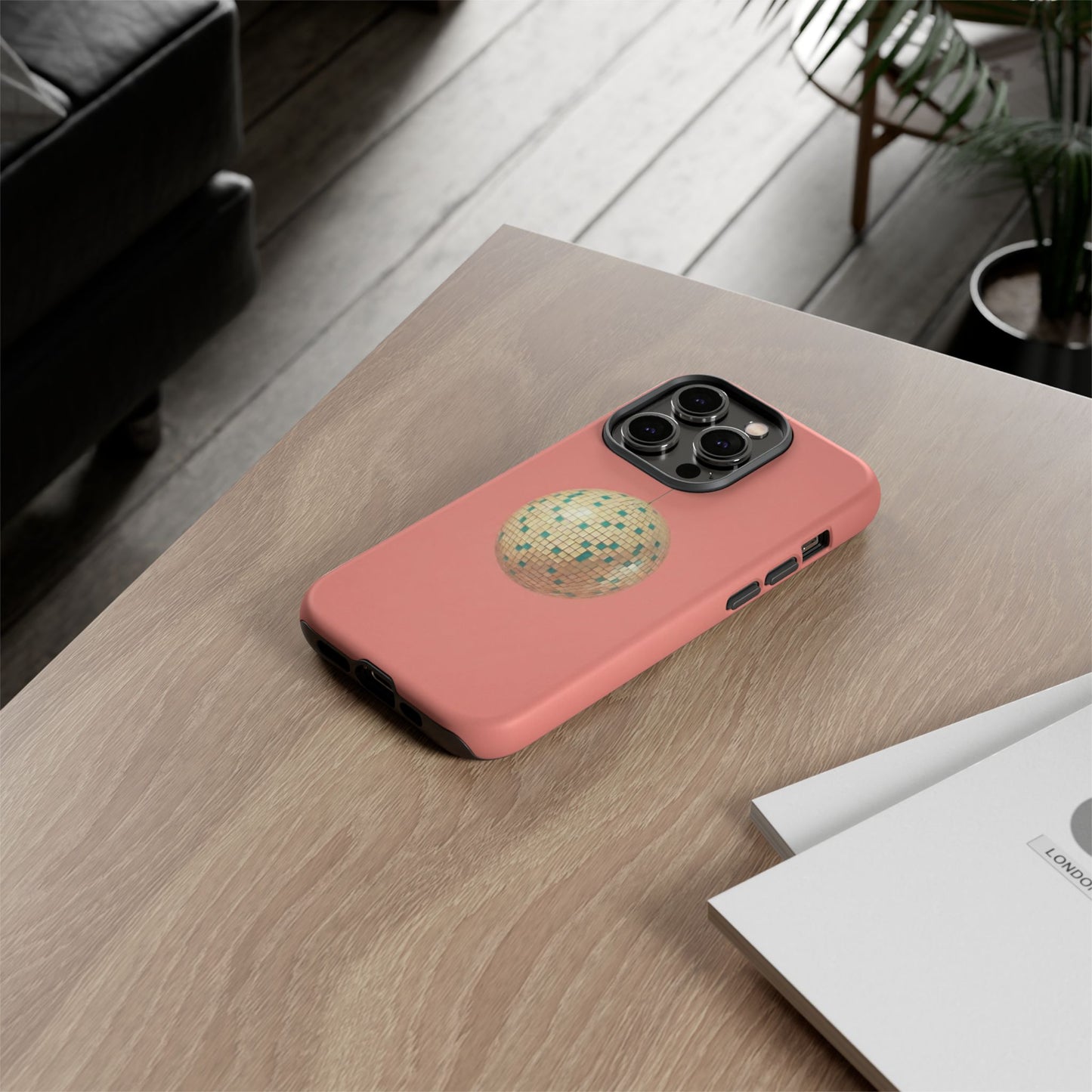 Disco Ball Tough Phone Case — Retro Pink Protective iPhone Cover