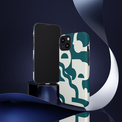 Abstract Teal Shapes Phone Case — Modern Geometric Tough Case
