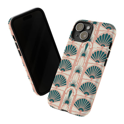 Art Deco Fan Pattern Tough Phone Case — Retro Geometric iPhone Cover