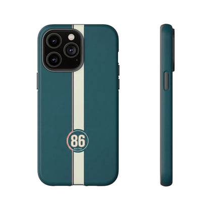 Racing Stripe Phone Case - Retro Teal with Number 86