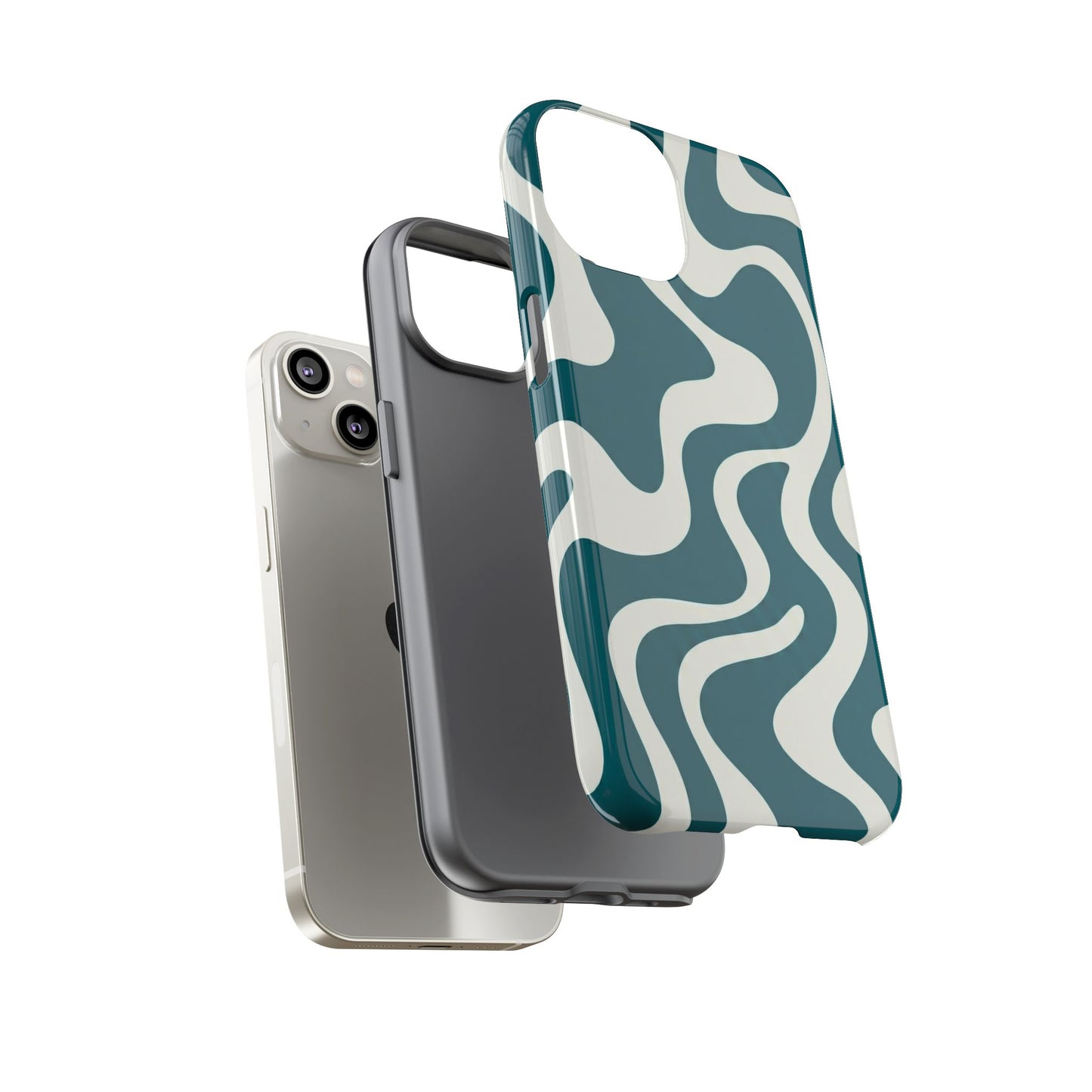 Teal Retro Swirl Tough Phone Case