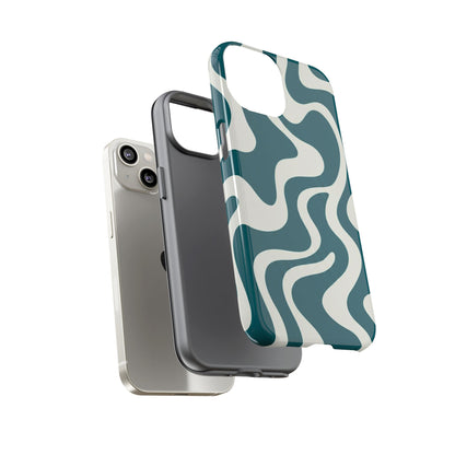 Teal Retro Swirl Tough Phone Case